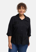 Blouse "Veloura" – mélange lin, ourlet en dentelle