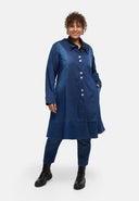 'Denira' manteau – denim, coupe trapèze, longueur genoux
