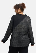 'Perlina' tuniek – materiaalmix, gedrapeerd