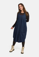 Robe salopette en denim bleu avec une fine structure 'Bella'