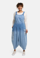 'Sky' Tuinbroek – Hoogwaardige Spijkerstof, Ombre & Patchdetails